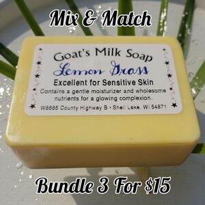 1 Home-made Amish Goat's Milk Soap Bar Lemon Grass Borntregers Bundle 3 For $15